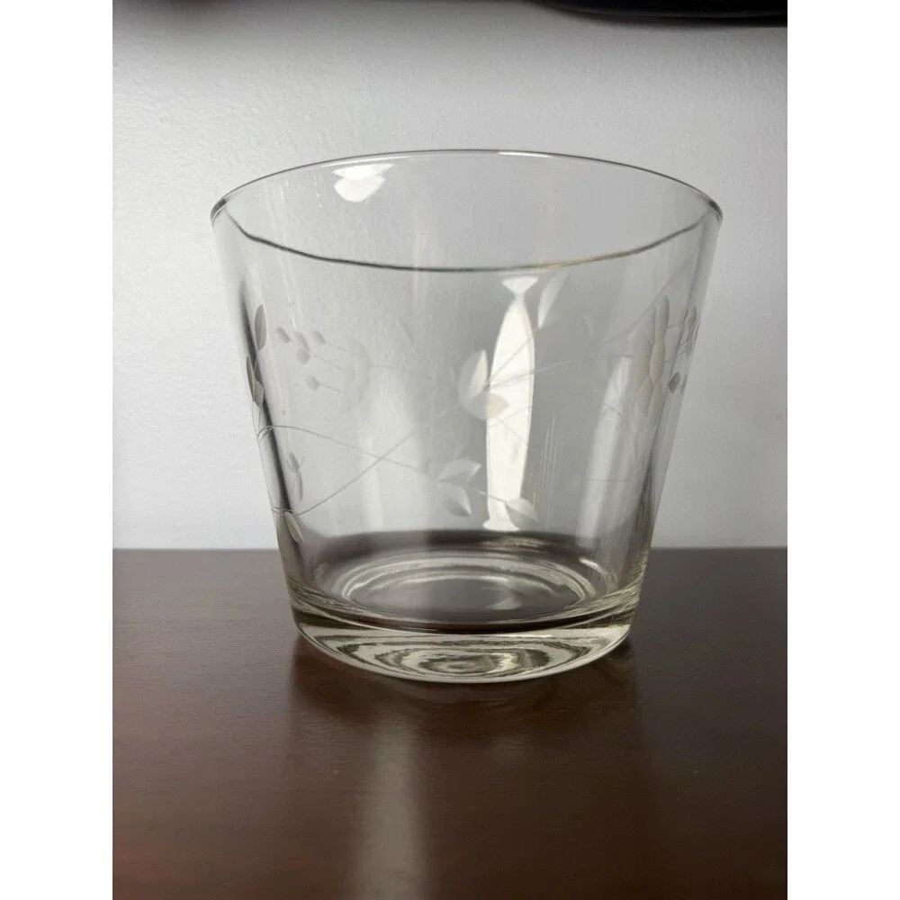 Vintage Princess House Heritage Crystal Ice Bucket Etched Flowers